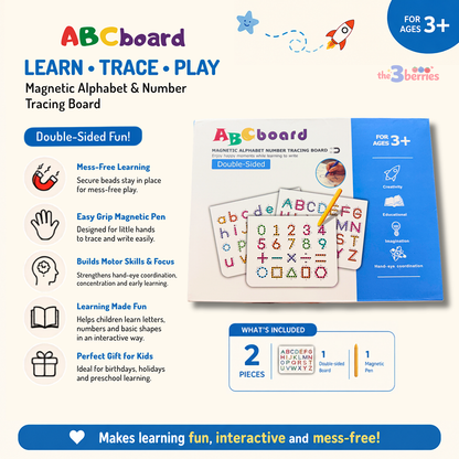 2-in-1 Magnetic Alphabet & Number Tracing Board (Double Sided) Educational Learning