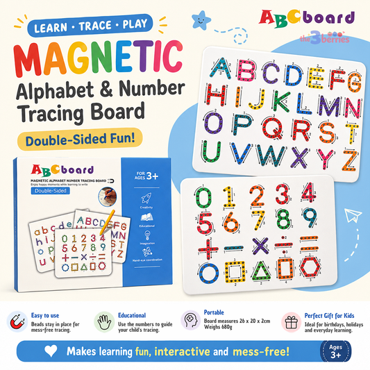 2-in-1 Magnetic Alphabet & Number Tracing Board (Double Sided) Educational Learning