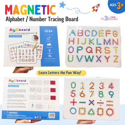 2-in-1 Magnetic Alphabet & Number Tracing Board (Double Sided) Educational Learning