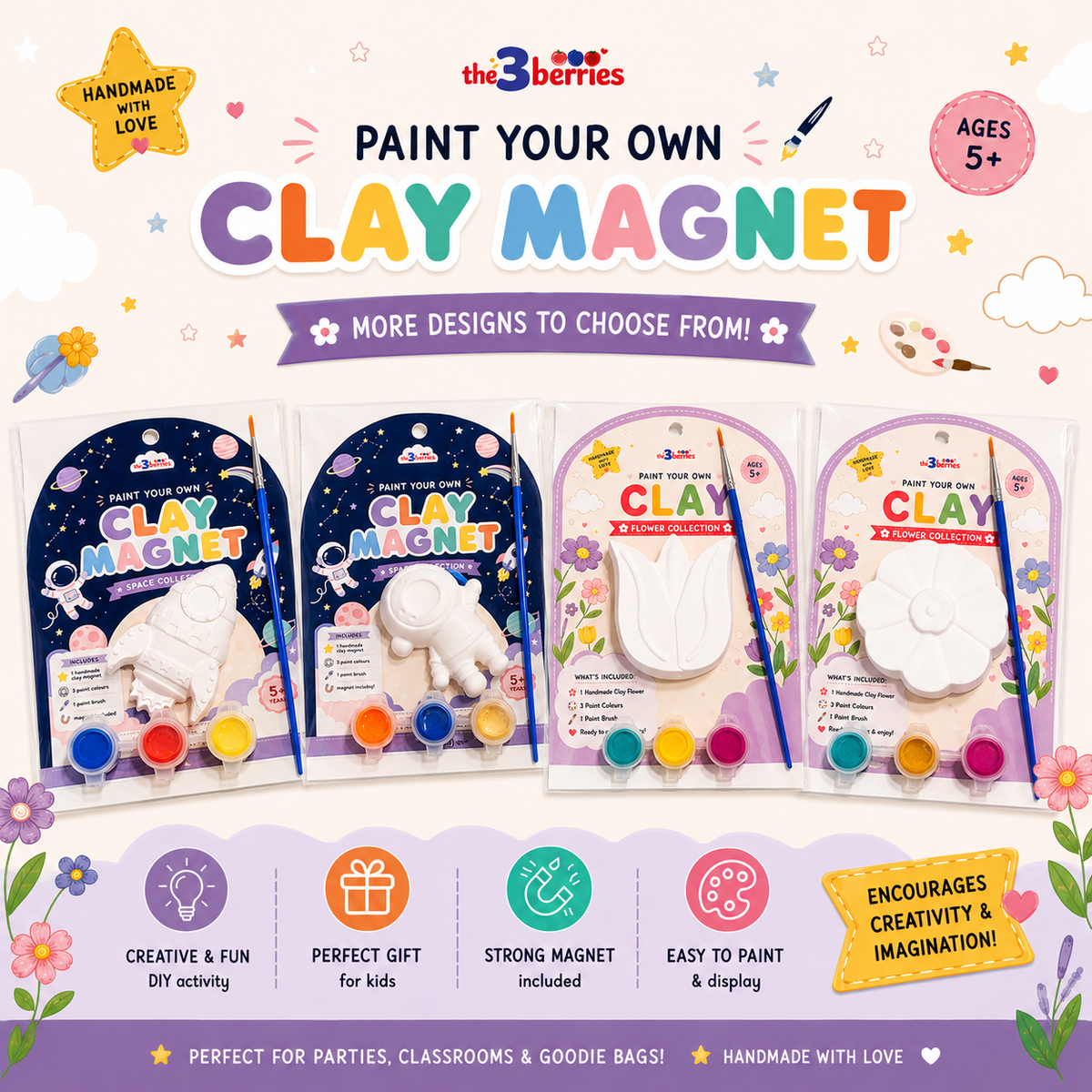 Paint Your Own Clay Magnet Kit for Kids | DIY Craft Activity