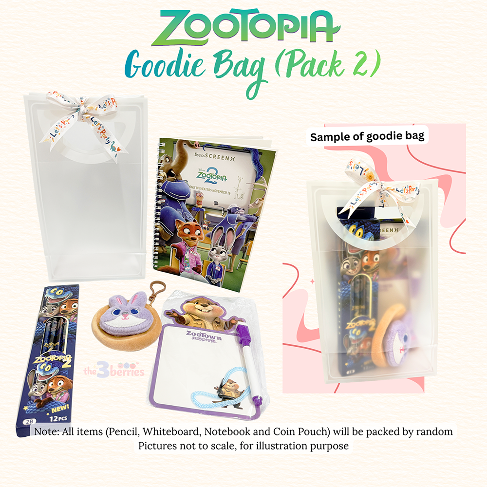 Zootopia Goodie Bag - Pack 2 - Stationery Gift Set with Coin Pouch, Pencil Box, Notebook and Whiteboard