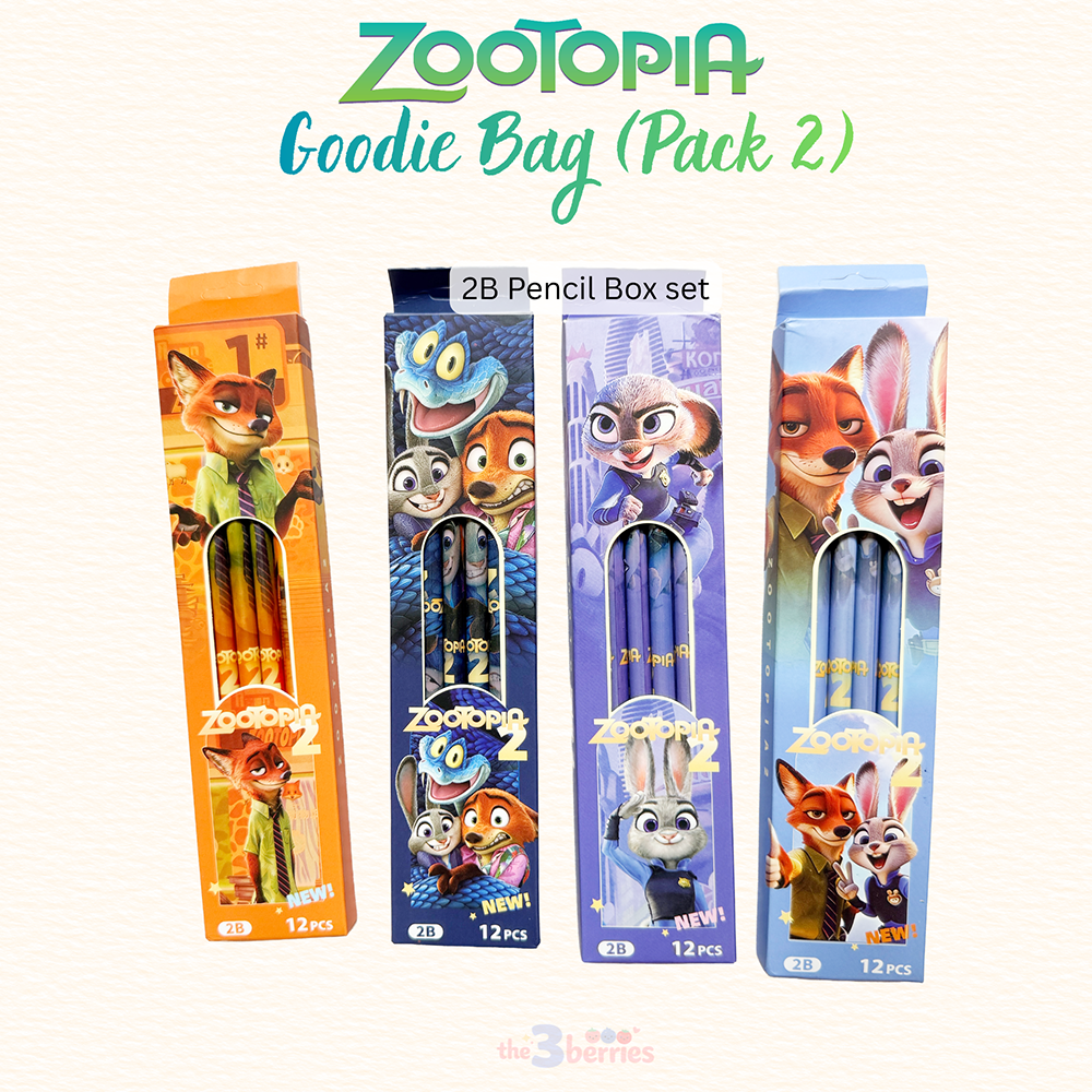 Zootopia Goodie Bag - Pack 2 - Stationery Gift Set with Coin Pouch, Pencil Box, Notebook and Whiteboard