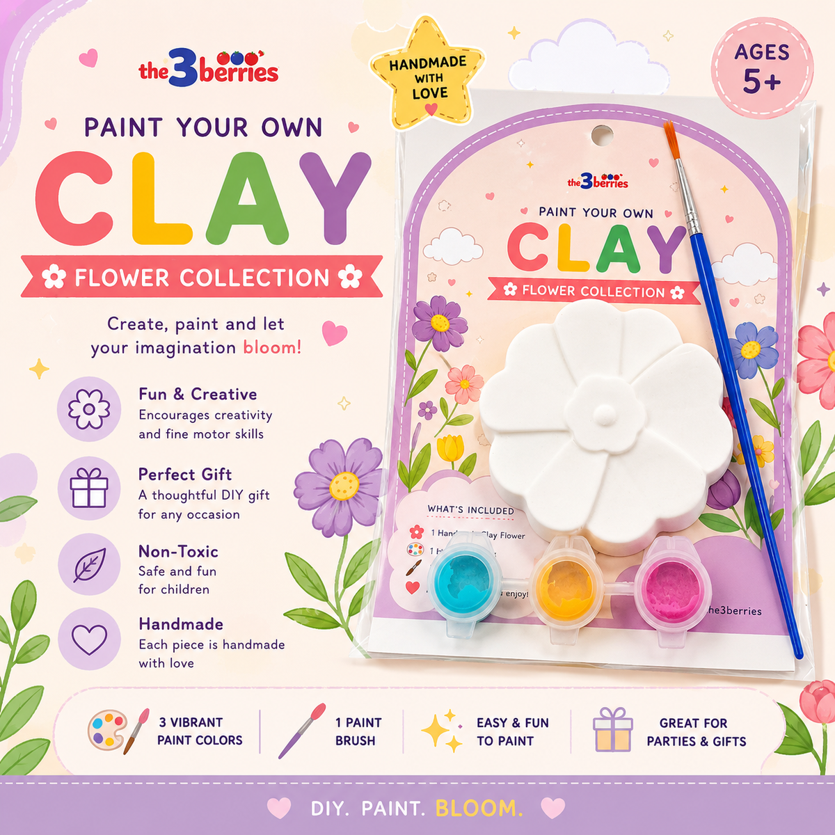 Paint Your Own Clay Magnet Kit for Kids | DIY Craft Activity