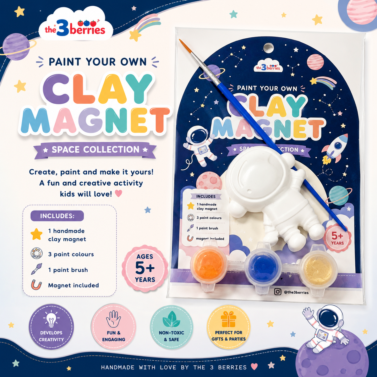 Paint Your Own Clay Magnet Kit for Kids | DIY Craft Activity