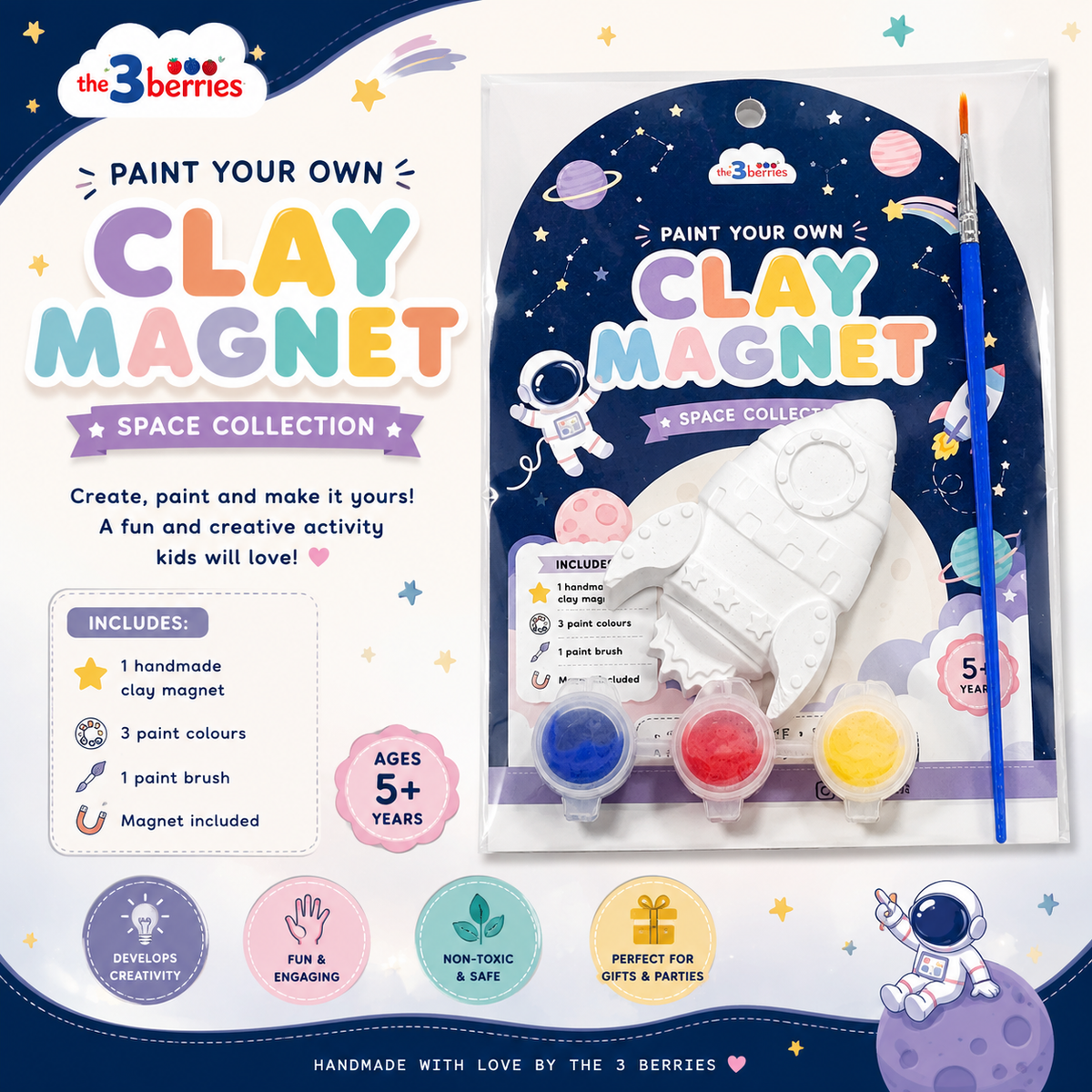 Paint Your Own Clay Magnet Kit for Kids | DIY Craft Activity